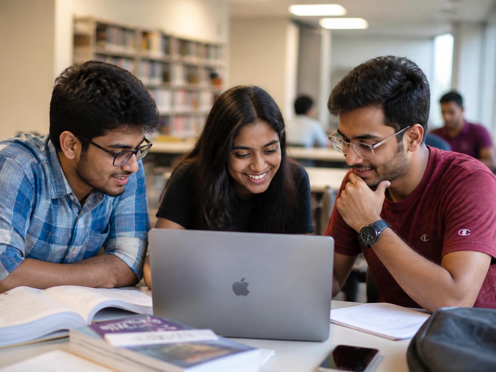 Students studying together with EduGo counsellors